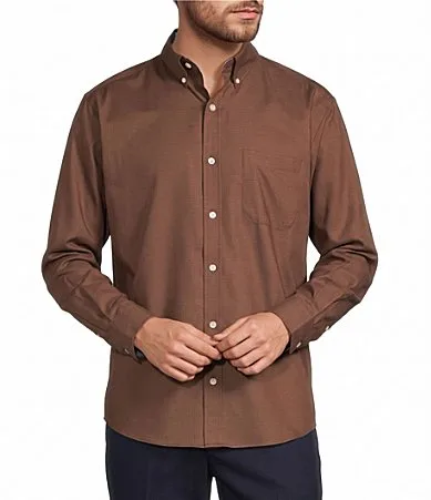 TravelSmart Solid Heather Twill Sport Shirt by Roundtree & Yorke