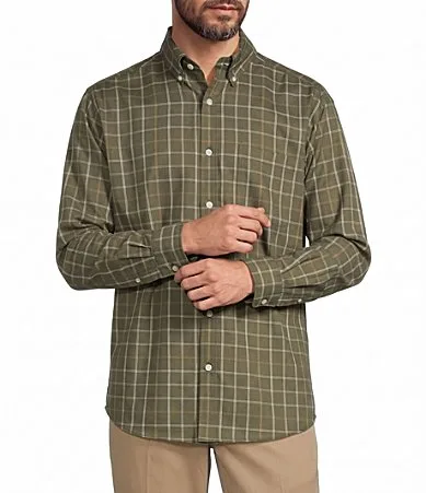 TravelSmart Windowpane Twill Sport Shirt by Roundtree & Yorke