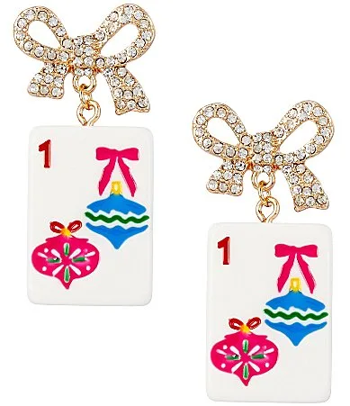 Jeweled Bow Mahjong Drop Earrings by Merry & Bright
