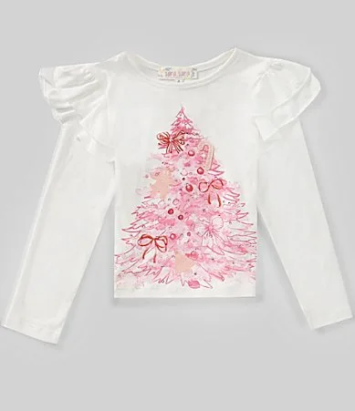 Long Sleeve Christmas Tree-Motif T-Shirt by Sara Sara