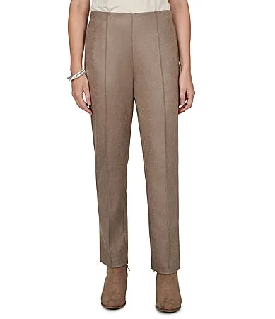Sueded Ponte Straight Leg Pull-On Ankle Pants by Ruby Rd