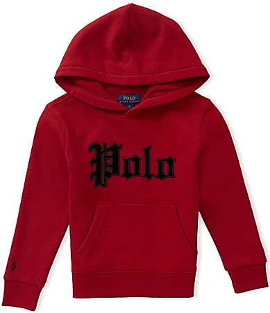 Long Sleeve Velvet Logo Fleece Hoodie by Polo Ralph Lauren