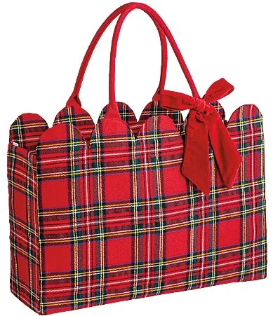 Classic Christmas Collection Tartan Scalloped Tote by Mud Pie