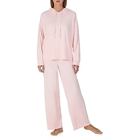 Kate Spade New York Solid Long Sleeve Round Neck Brushed Jersey Knit Pant Pajama Set by kate spade