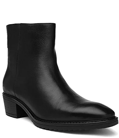 Jacinth Leather Faux Fur Lined Block Heel Ankle Boots by Ara