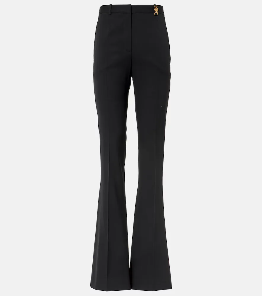 High-Rise Wool-Blend Flared Pants by Versace
