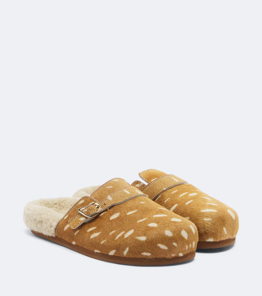 Vasilitsa Shearling-Trimmed Calf Hair Clogs by Ancient Greek Sandals