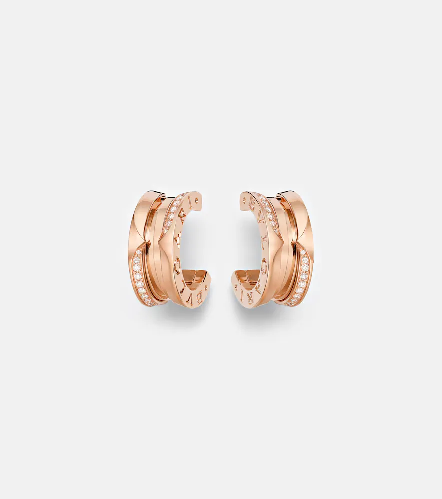 B.zero1 18kt Rose Gold Earrings with Diamonds by BVLGARI