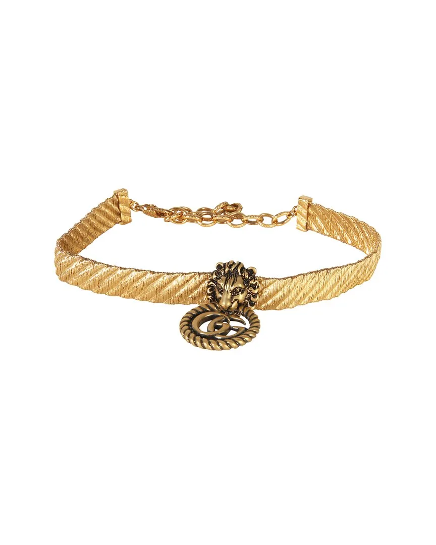 Plated Lion Head Double G Choker Necklace (authentic Pre-Loved) by Gucci