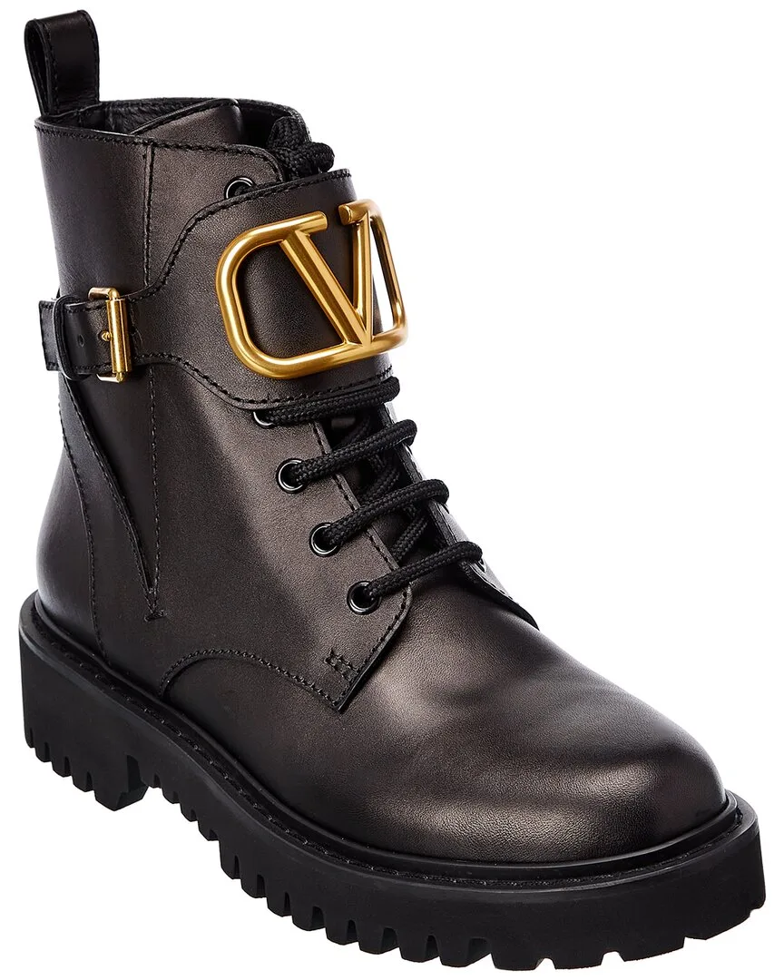 Vlogo 35 Leather Combat Boot by Valentino