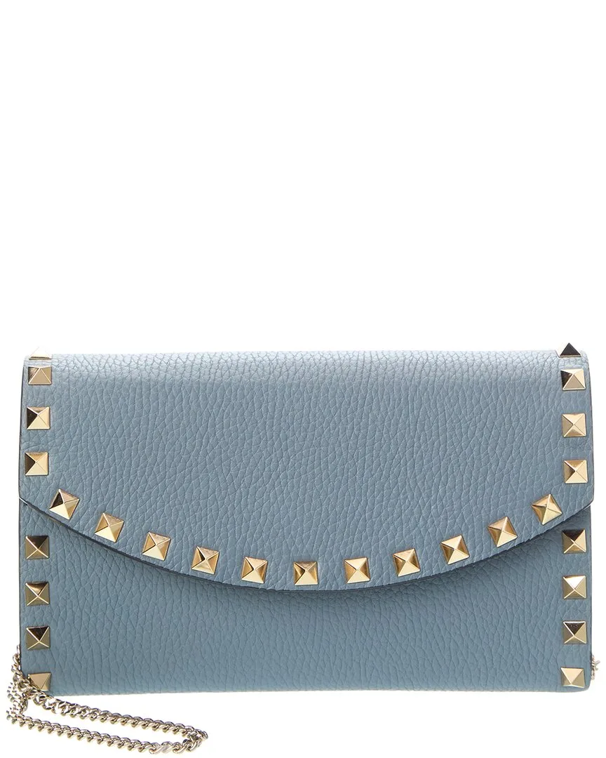 Rockstud Mini Grainy Leather Wallet on Chain by Valentino