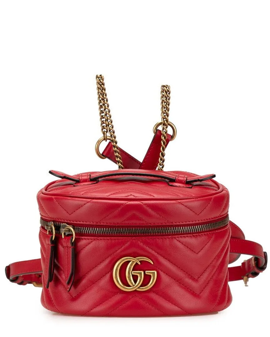 Red Gg Marmont Backpack Vanity Bag (authentic Pre-Loved) by Gucci