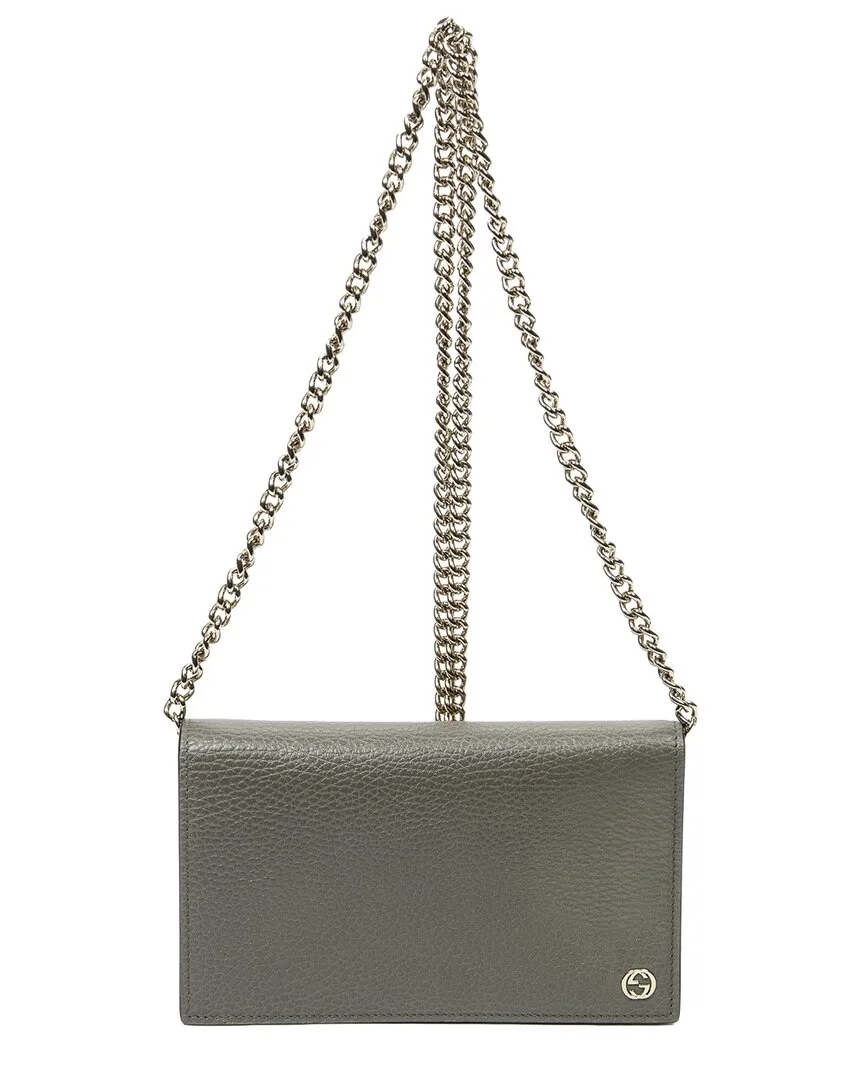 Grey Grained Calfskin Leather Betty Chain Wallet (authentic Pre-Loved) by Gucci