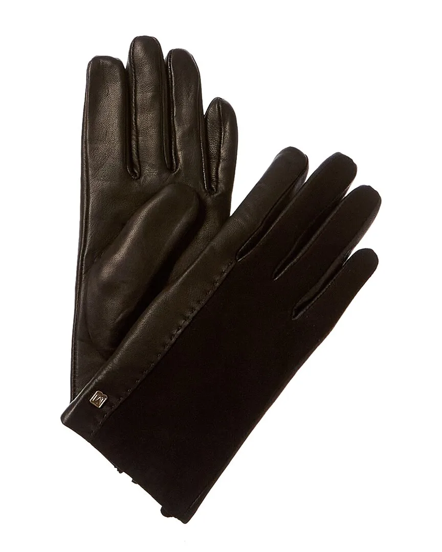 Cashmere-Lined Suede & Leather Gloves by Bruno Magli