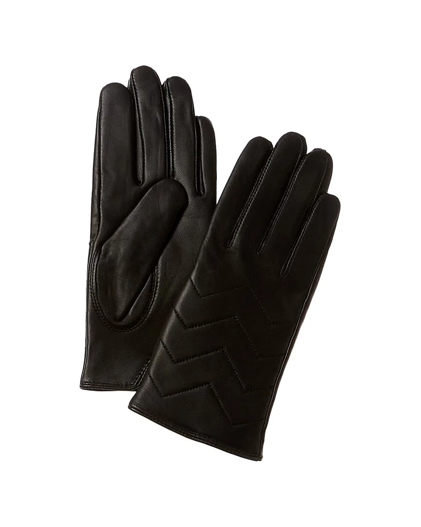 Quilted V Cashmere-Lined Leather Gloves by Phenix