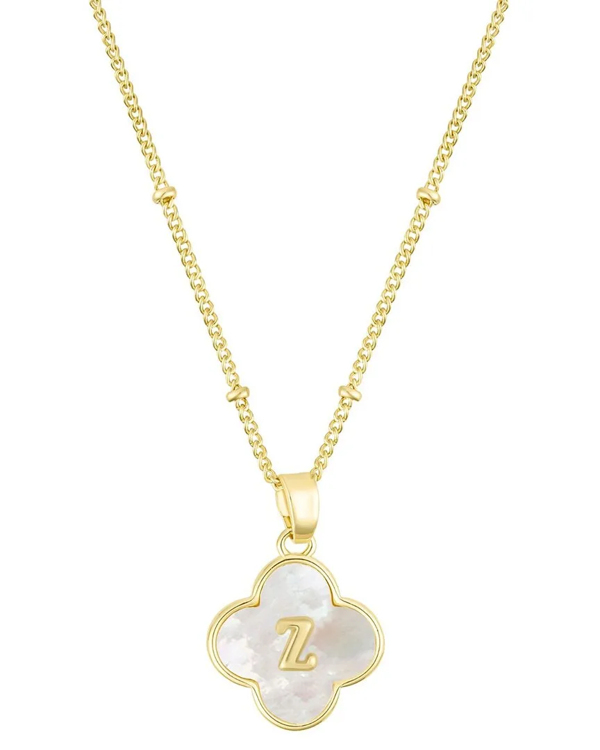 14K Mother-Of-Pearl Initial Clover Necklace by Adornia