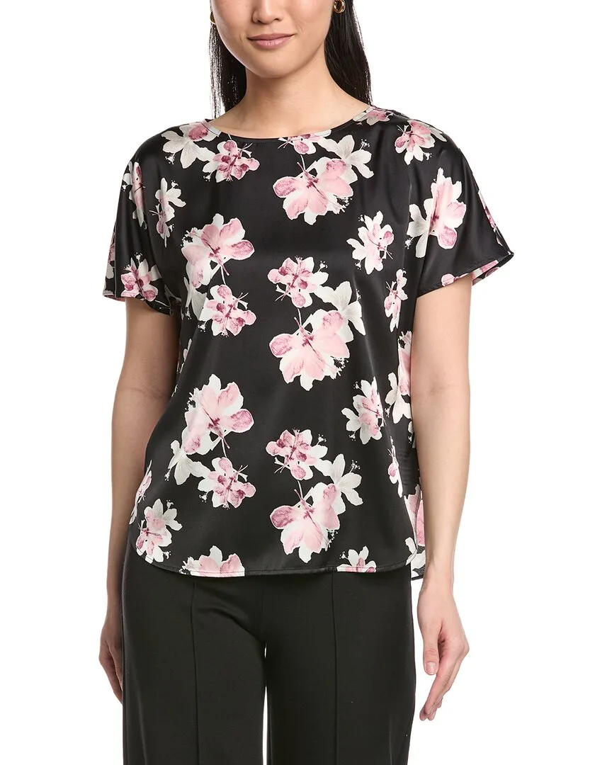 Printed Flat Satin Top by Anne Klein