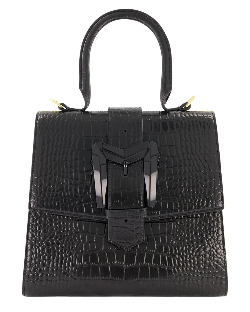 Mac Duggal Buckled Medium Croco Leather Handbag by M.A.C.