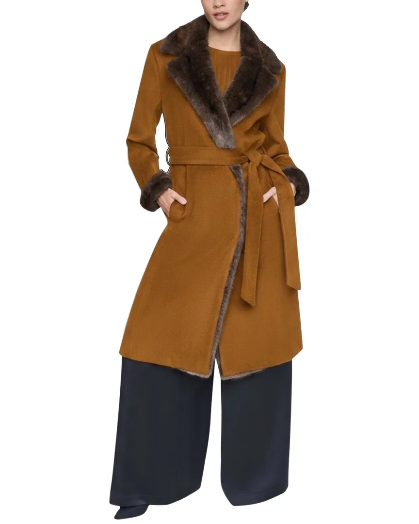 Wool-Blend Notch Collar Coat by Halston