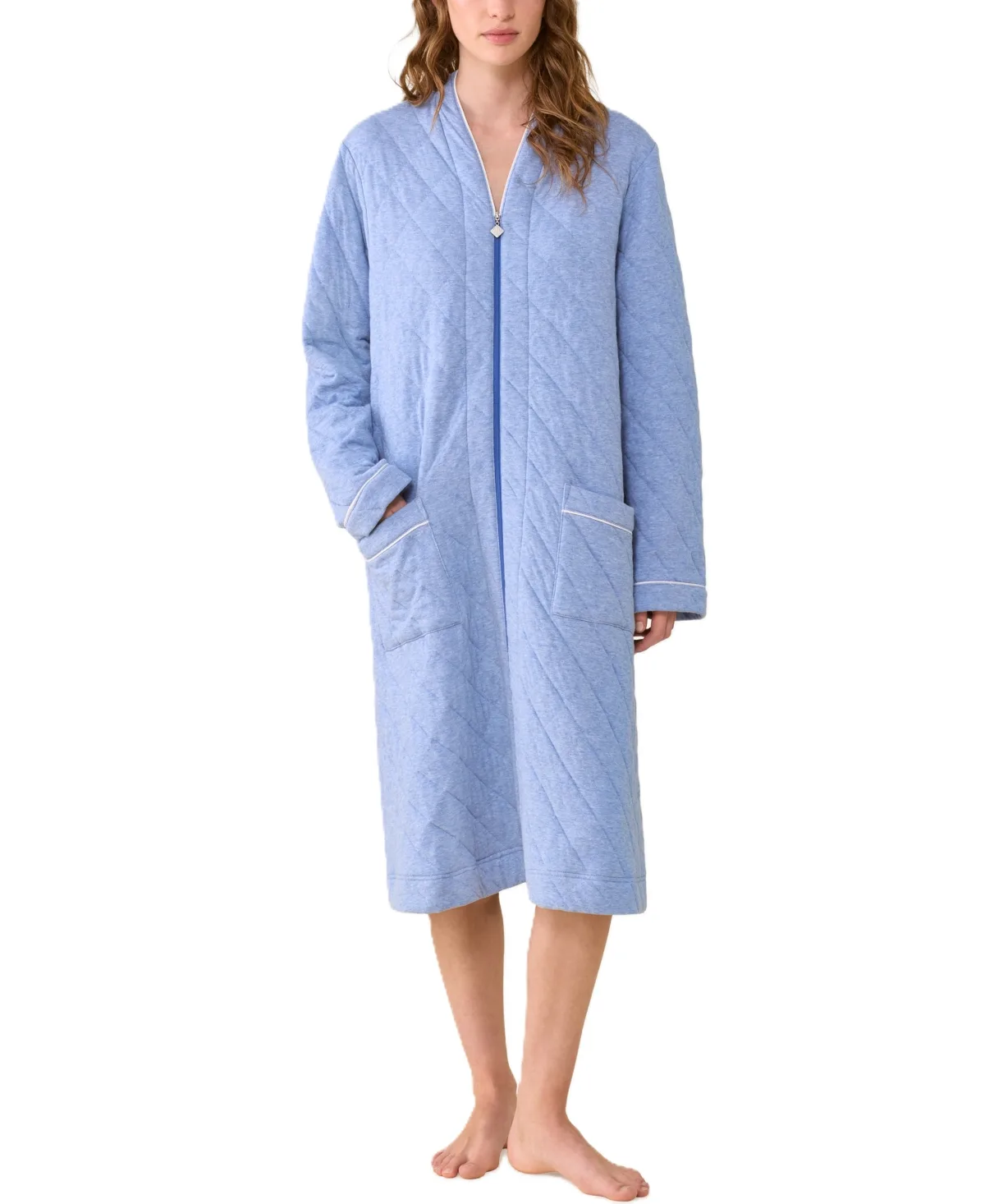 Waltz Quilted V-Neck Zip-Front Robe by Eileen West