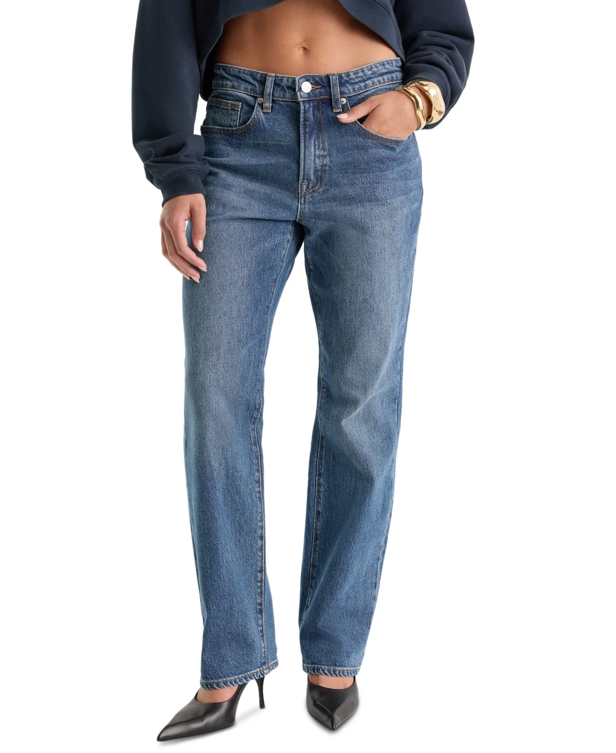 Mid-Rise Straight-Leg Medium-Rinse Jeans by GOOD AMERICAN