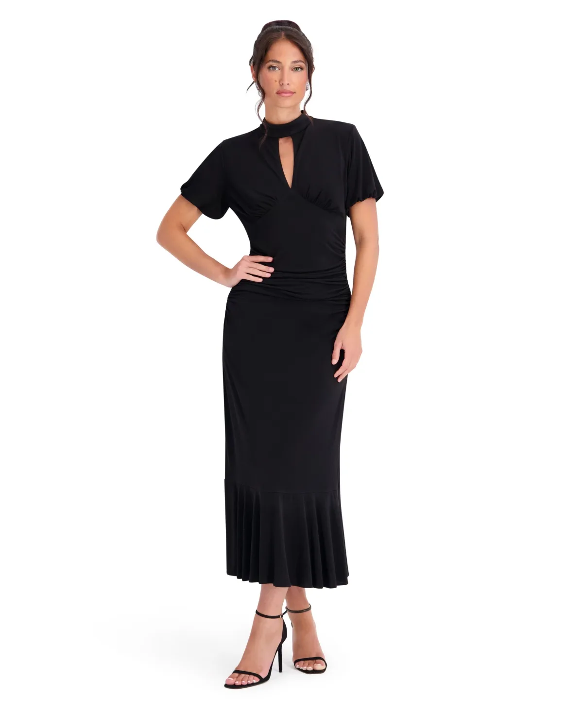 Jersey Knit Keyhole-Mock-Neck Midi Dress by Kensie