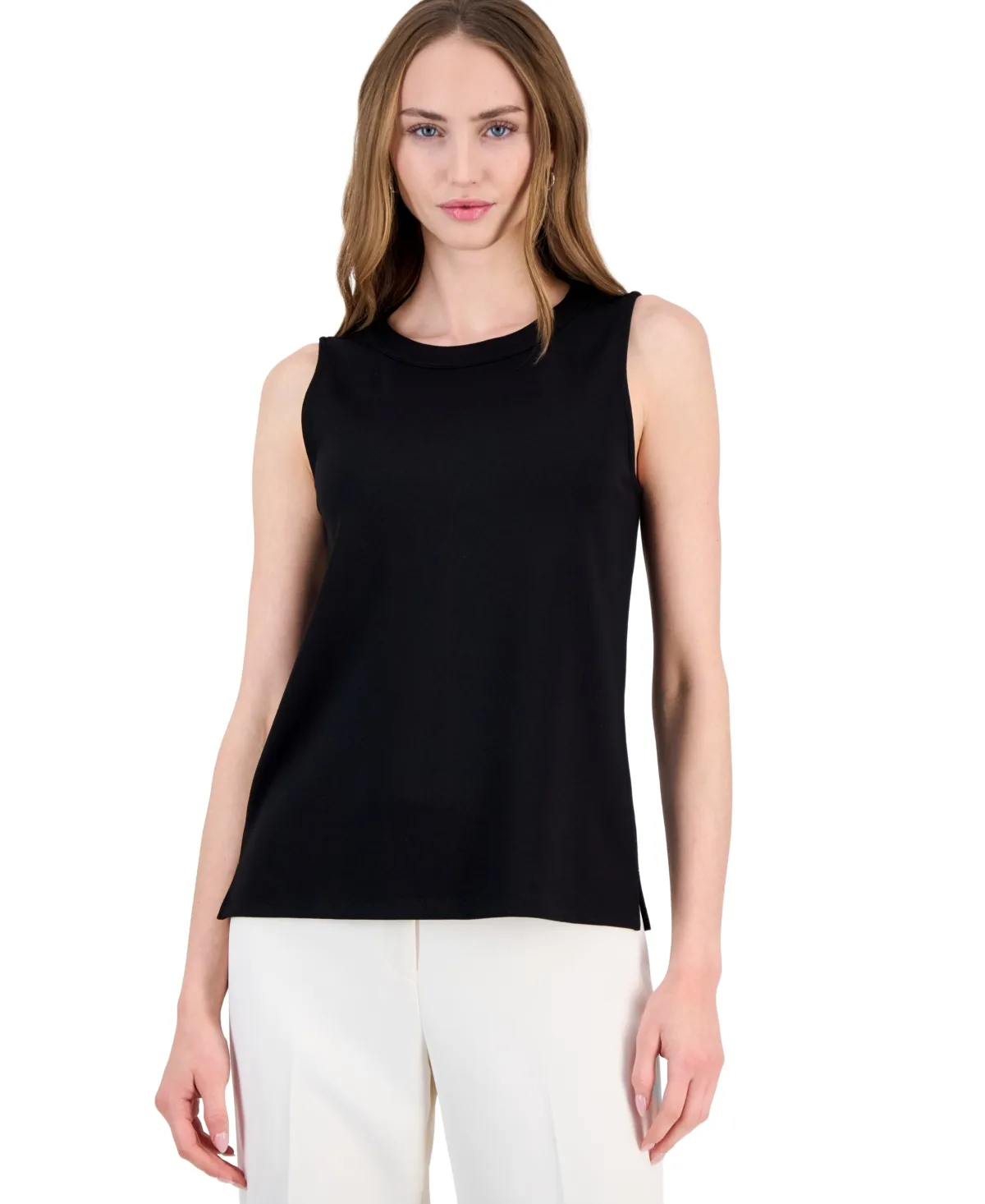 Serenity Yoke-Front Side-Slit Shell by Anne Klein