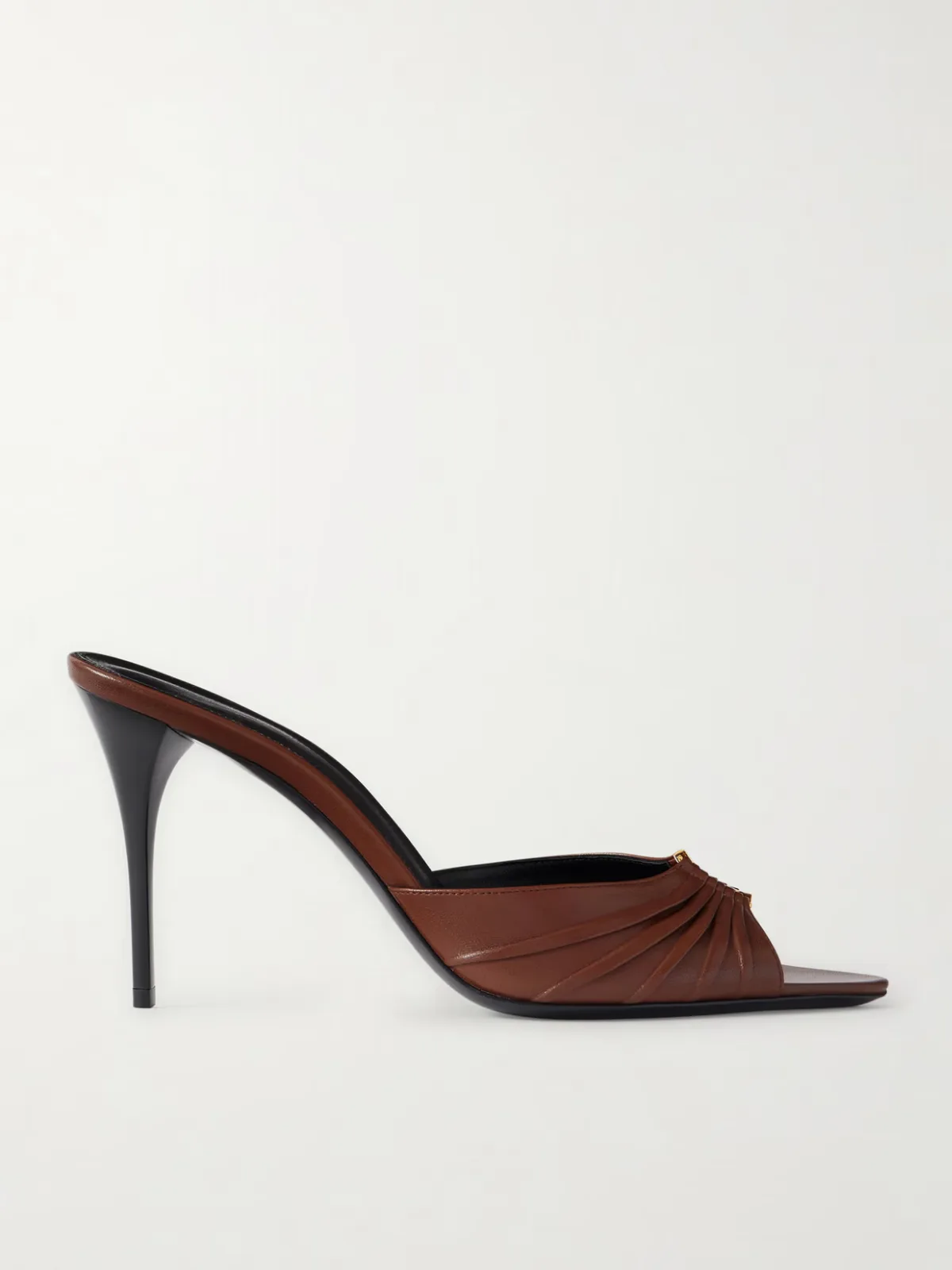 - Babylone Embellished Gathered Leather Mules -