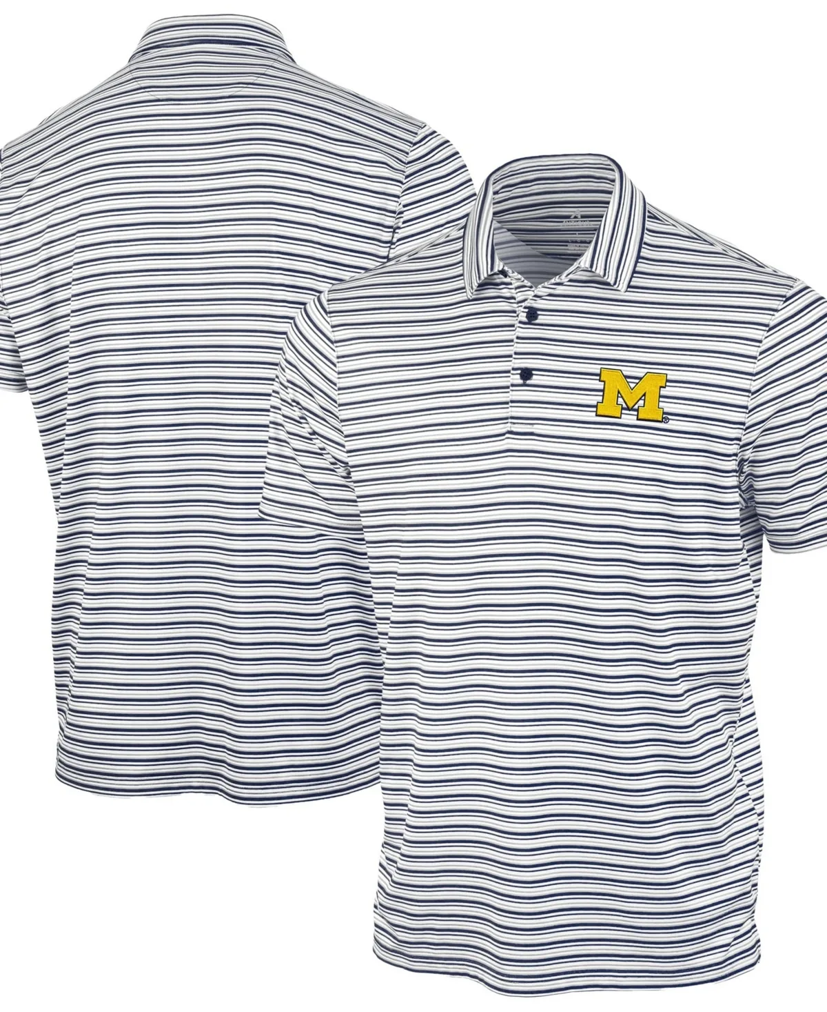 Michigan Wolverines Space Stripe Polo Shirt by Antigua