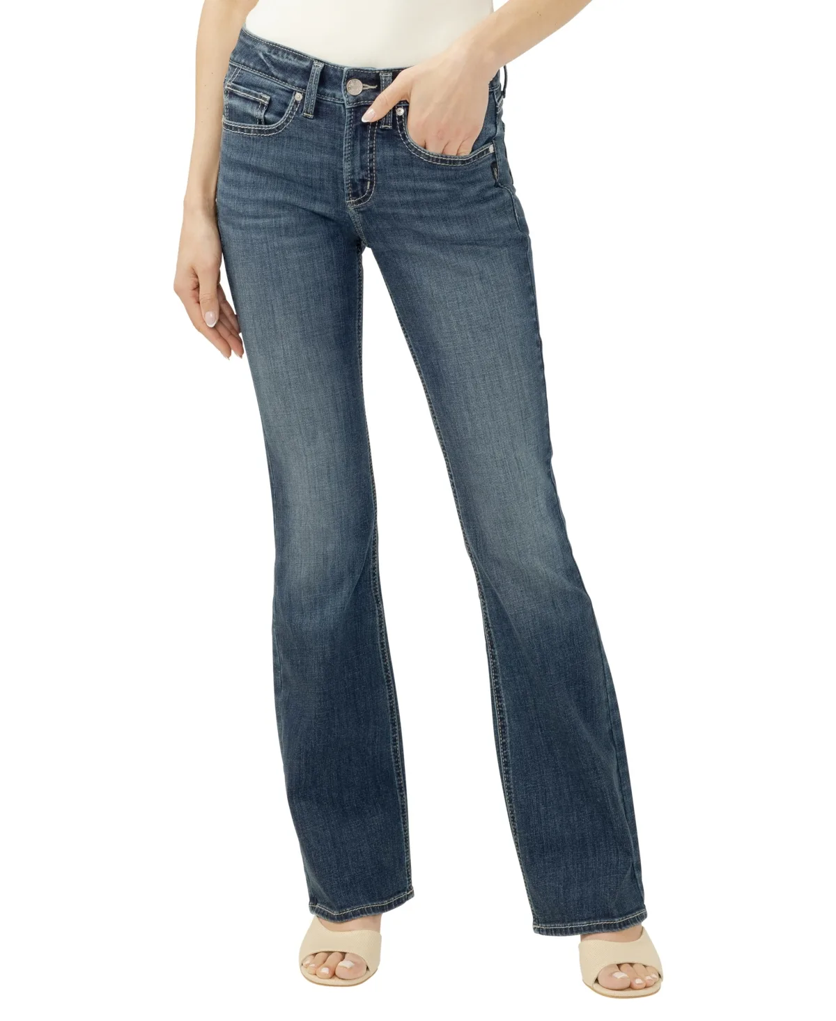Suki Mid Rise Bootcut Luxe Stretch Jeans by Silver Jeans