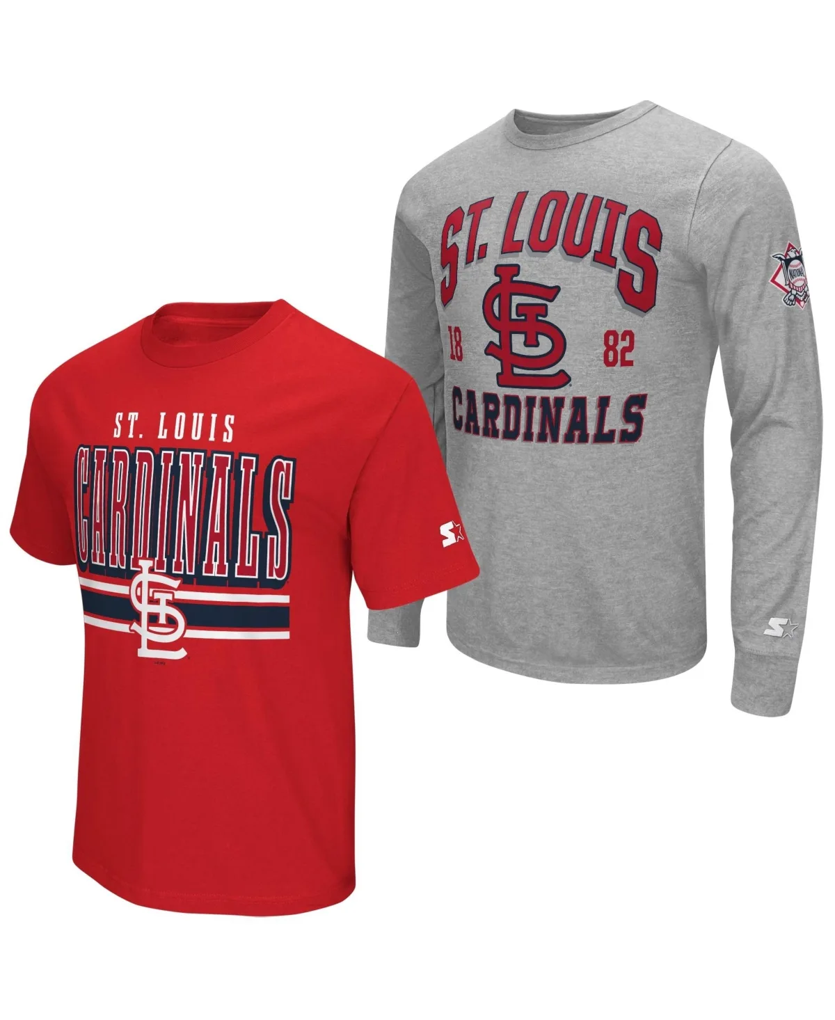 St. Louis Cardinals Long Sleeve Short Sleeve T-Shirt, 2-Pack Set by Starter