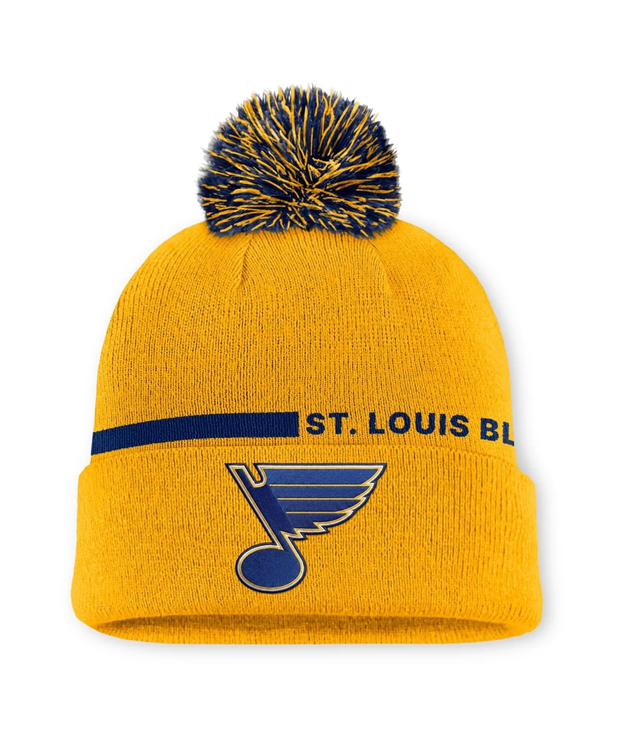 St. Louis Blues Authentic Pro Alternate Cuffed Knit with Pom Hat by Fanatics