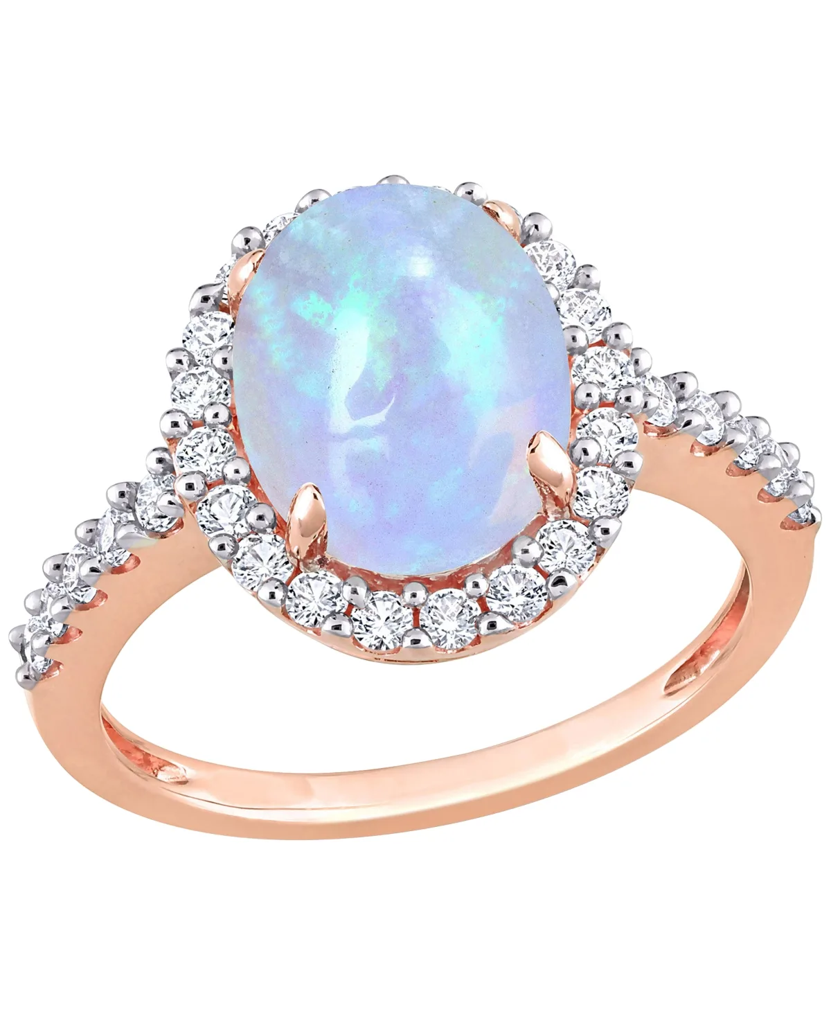 Opal Halo Ring with Lab-Created White Sapphire (2-1/3 ct.) in 10k Rose Gold by Macy's