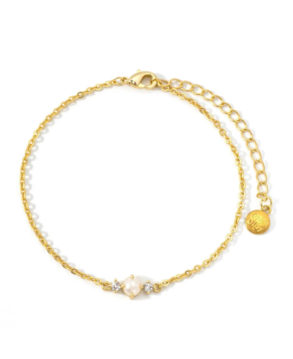 Imitation Pearl and Cubic Zirconia Gold-Tone Chain Bracelet by Mint & Lily