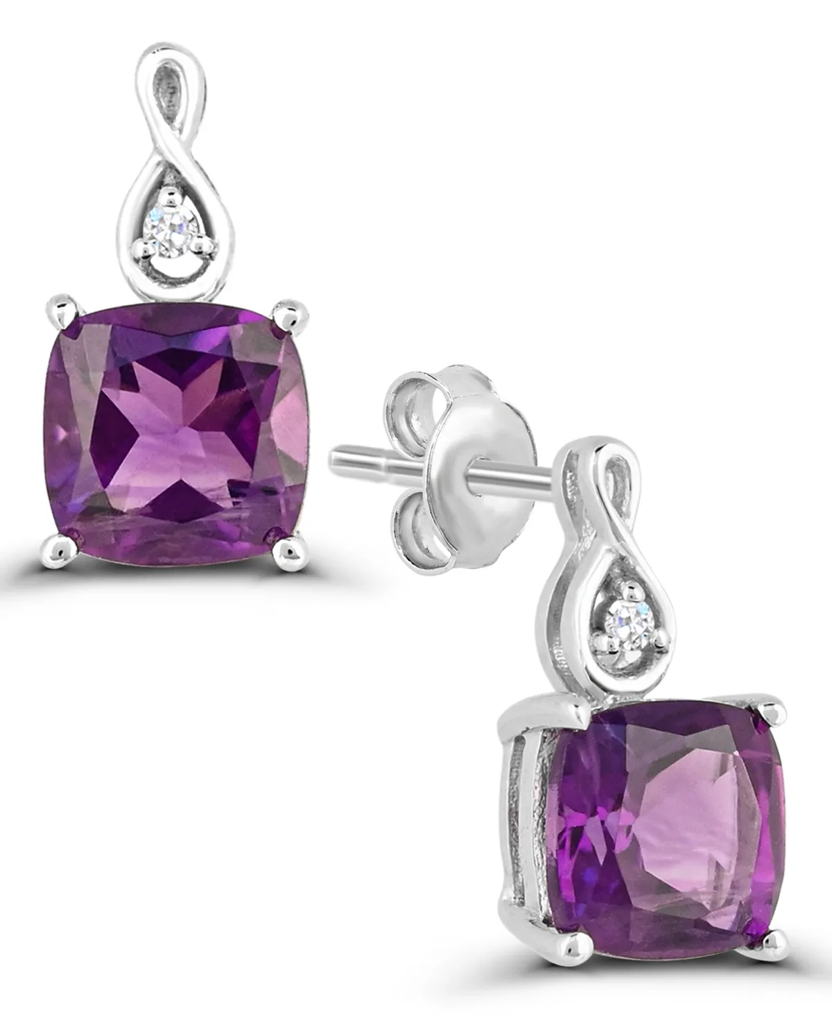 Amethyst and Diamond Accent Earrings (1-1/20 ct. t.w.) in Sterling Silver by Macy's