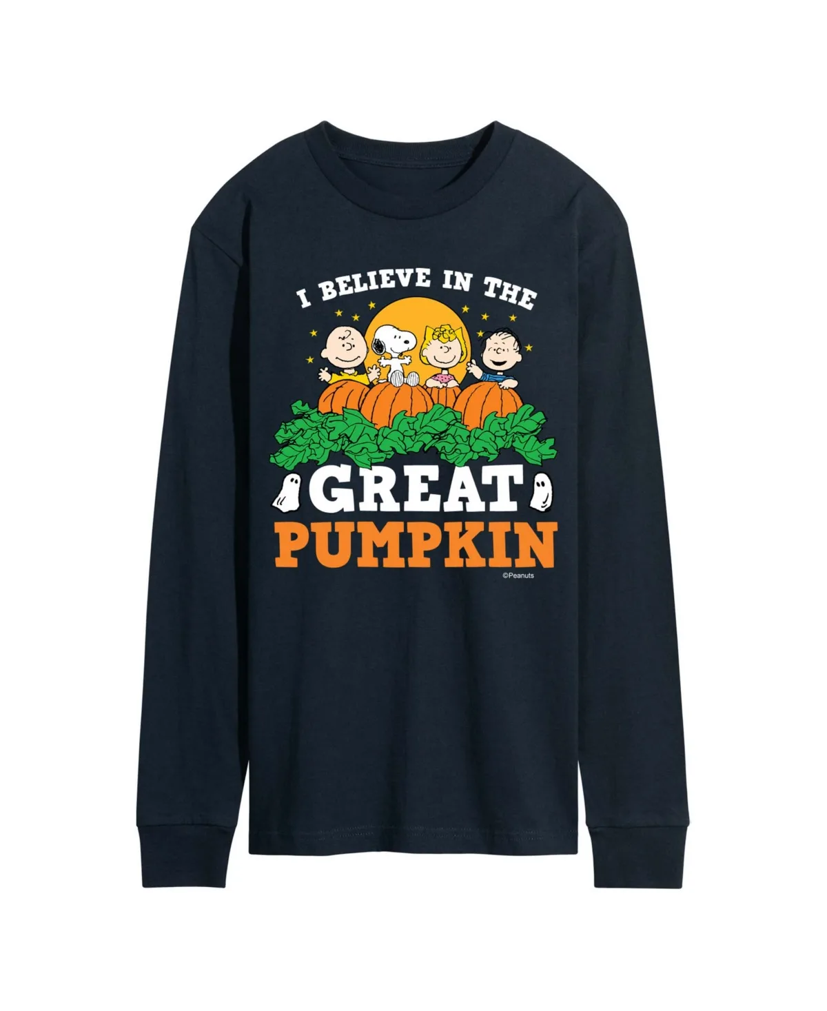 Believe in the Great Pumpkin Long-Sleeve Regular-Fit Graphic T-Shirt by Airwaves