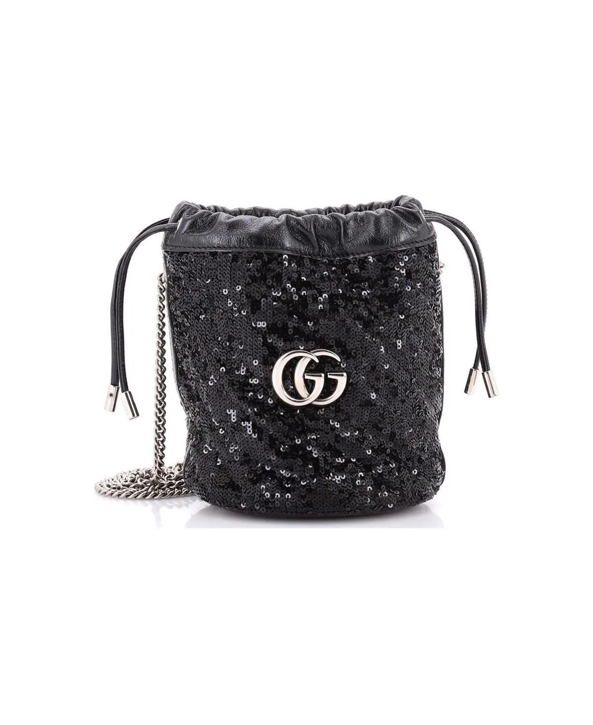 Pre-Owned Mini Gg Marmont Bucket Bag Diagonal Quilted Sequins by Gucci