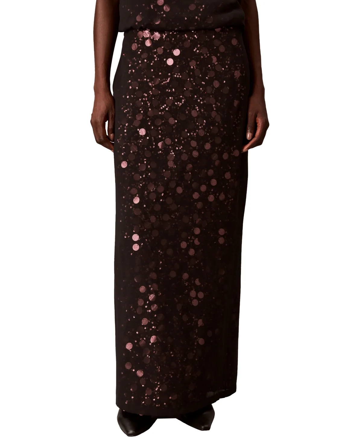 Sequin Maxi Side-Slit Skirt by Calvin Klein