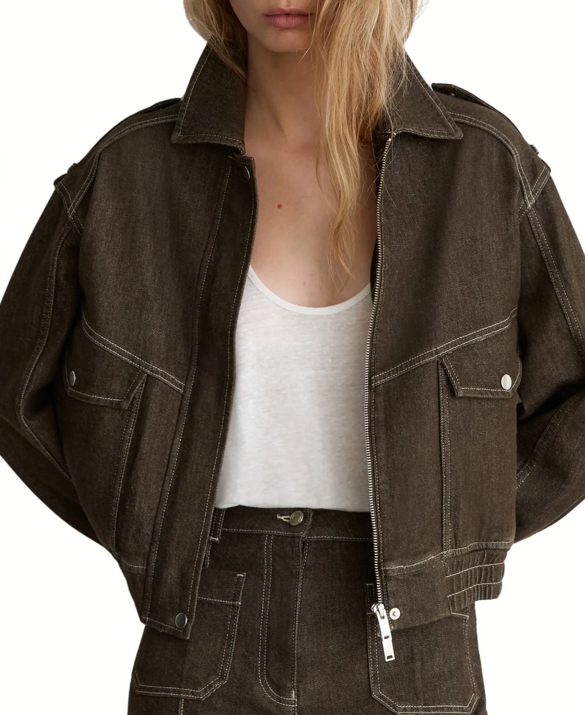 Blair Relaxed Denim Bomber Jacket by Reiss