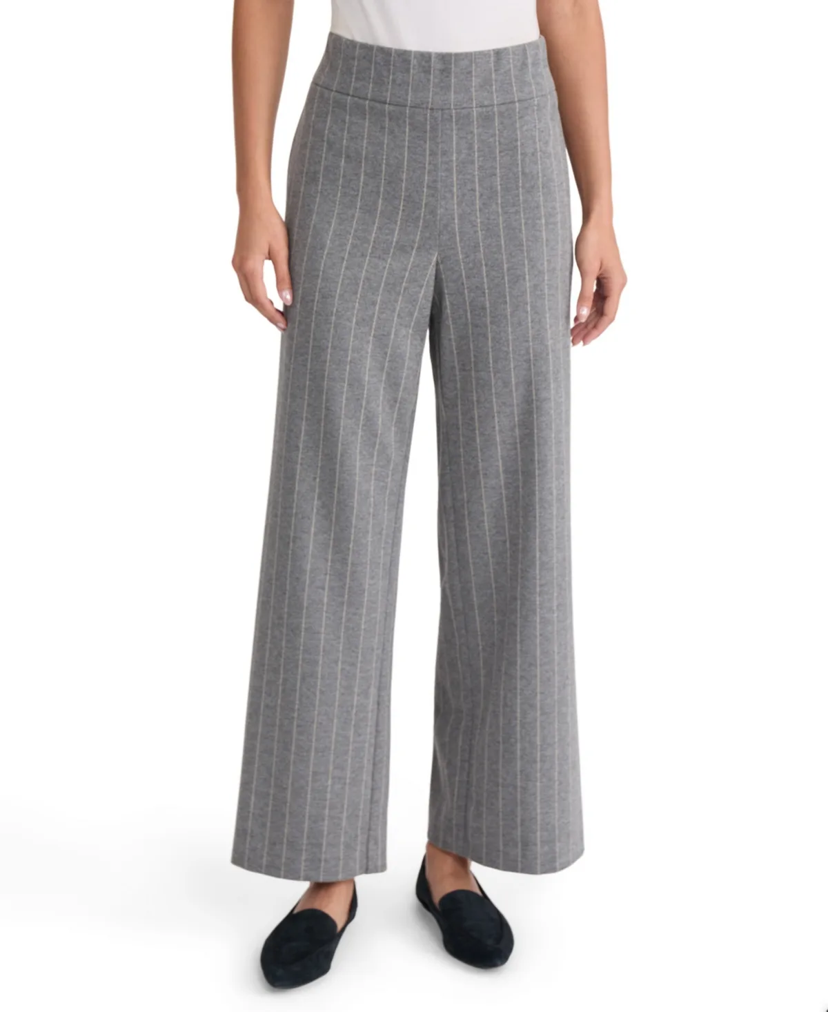 High-Rise Wide-Leg Pinstripe Pants by Jones New York