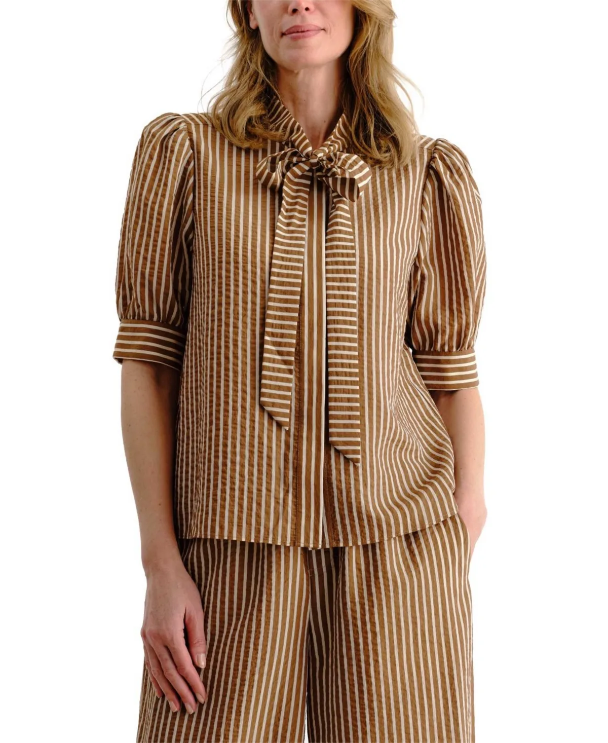 Cartolina Peggy Striped Seersucker Blouse