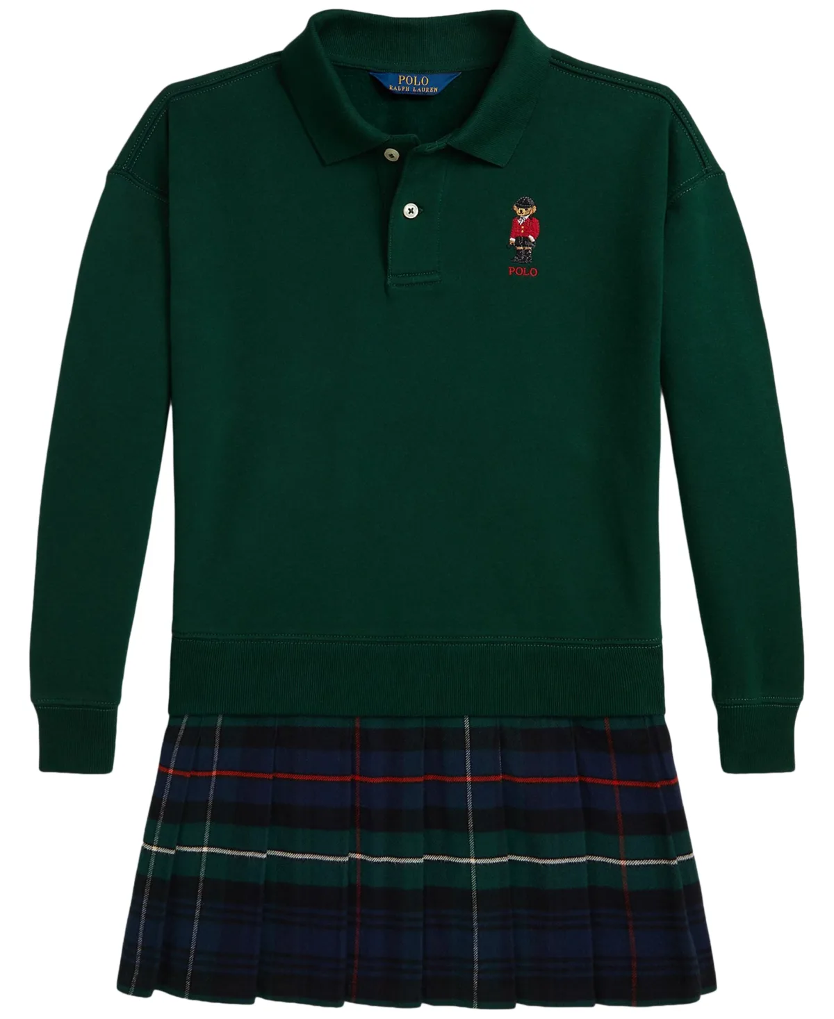 Polo Ralph Lauren Polo Bear Pleated-Skirt Fleece Dress by Polo Ralph Lauren