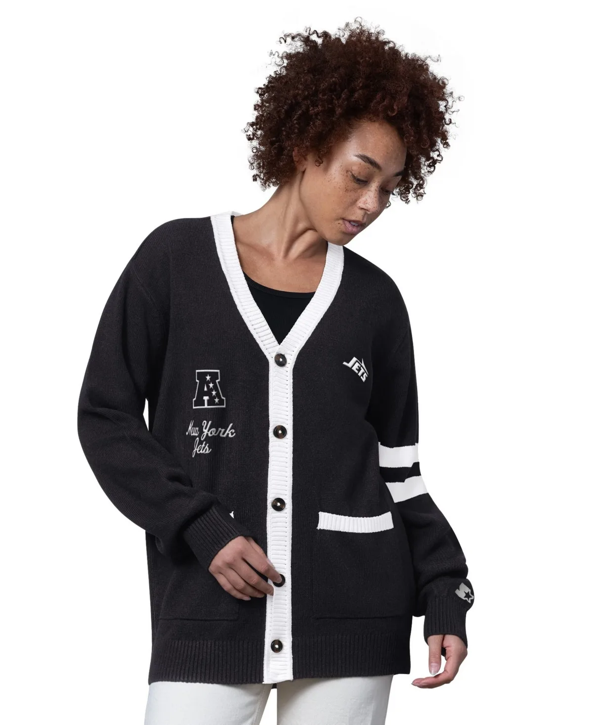 Starter New York Jets Back Shot Button-Up Cardigan Sweater by Starter