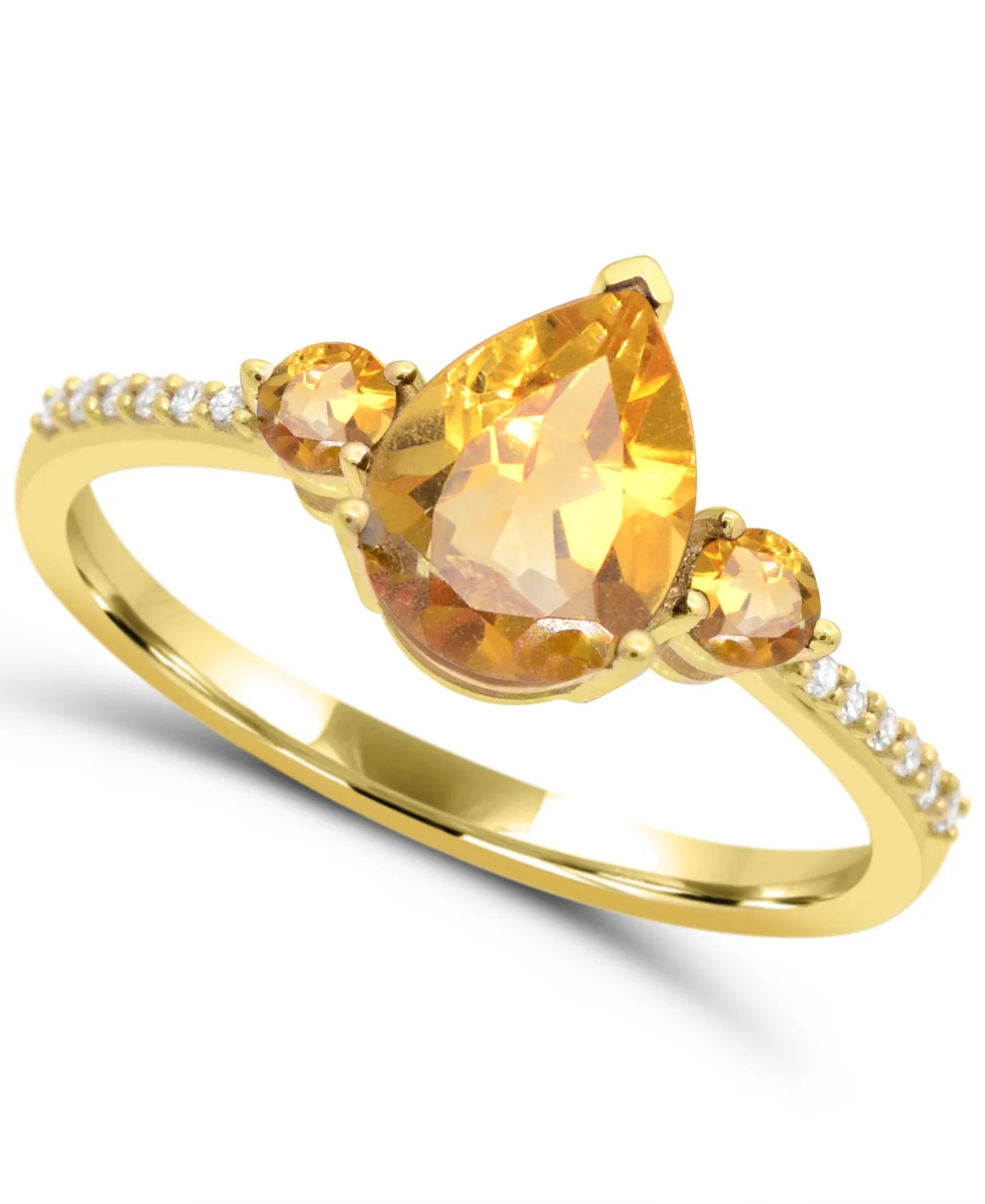 Citrine and Diamond Accent Ring (3/4 ct. t.w.) in 14k Gold-Plated Sterling Silver