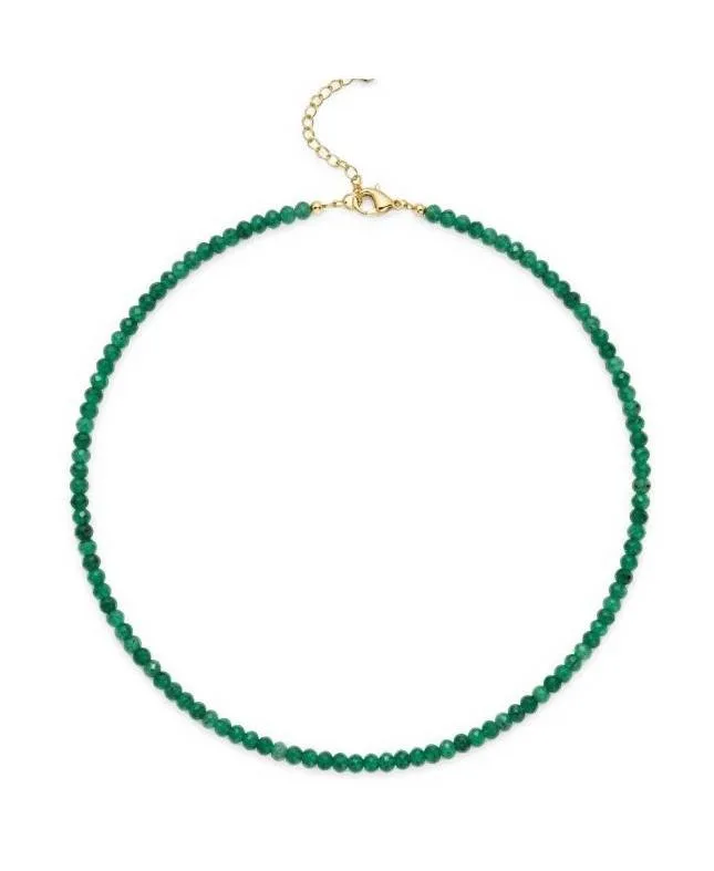 Gold Over Silver Emerald Bead Necklace with Extender by Etoielle