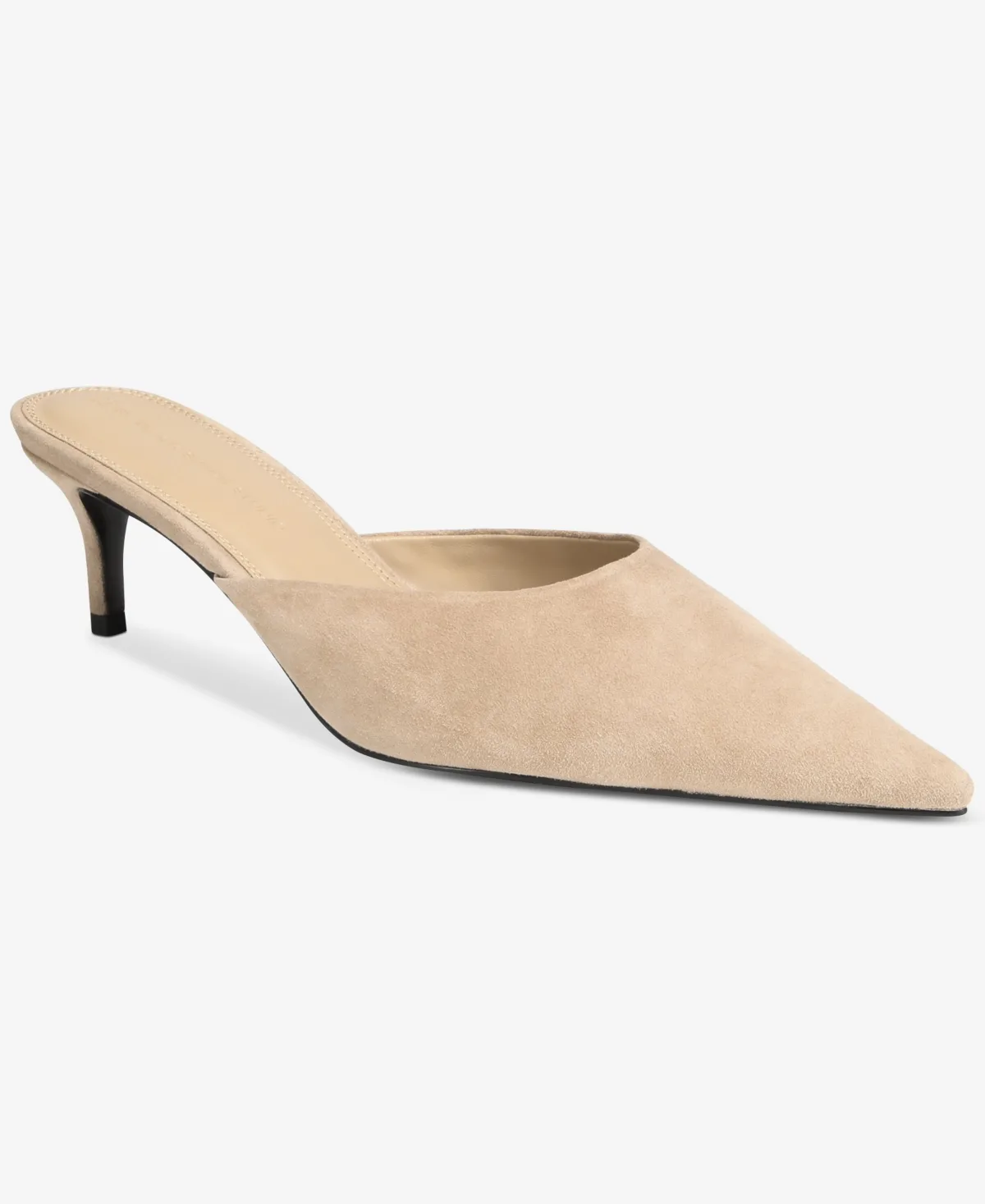 Vivian Pointed Toe Kitten Heel Mule Pumps by B by Black Suede Studio