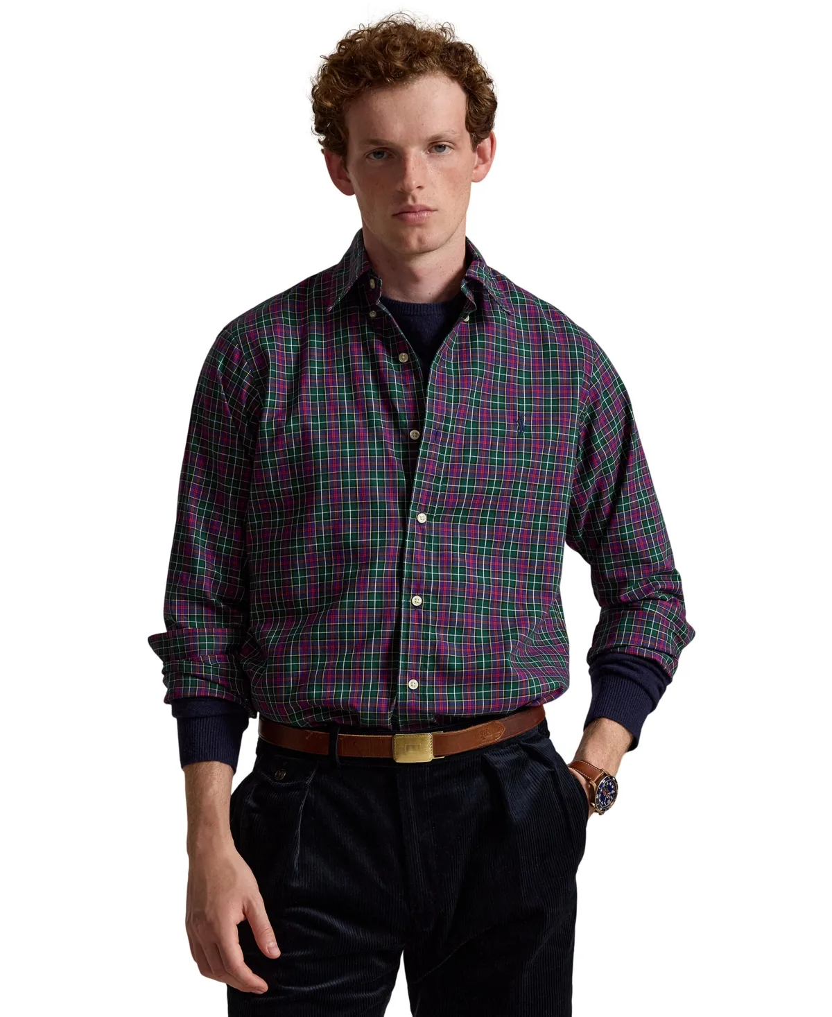 Classic-Fit Plaid Twill Shirt