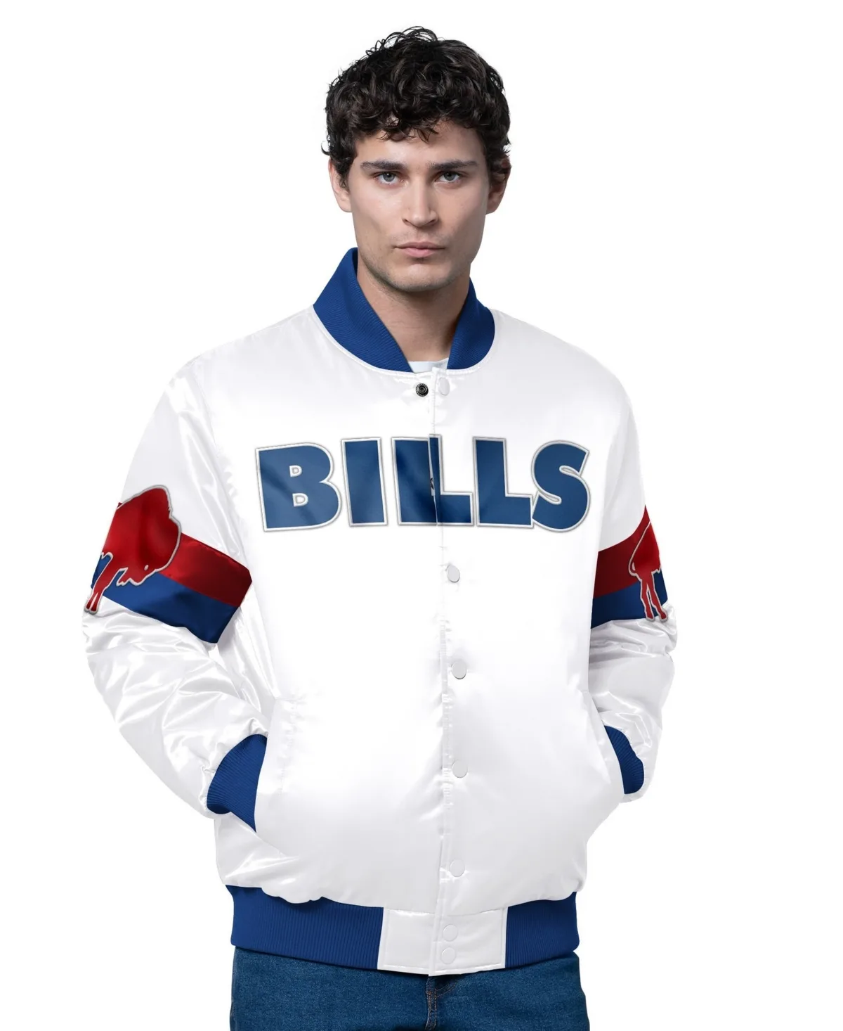 Buffalo Bills Triple Option Satin Varsity Full-Snap Jacket by Starter