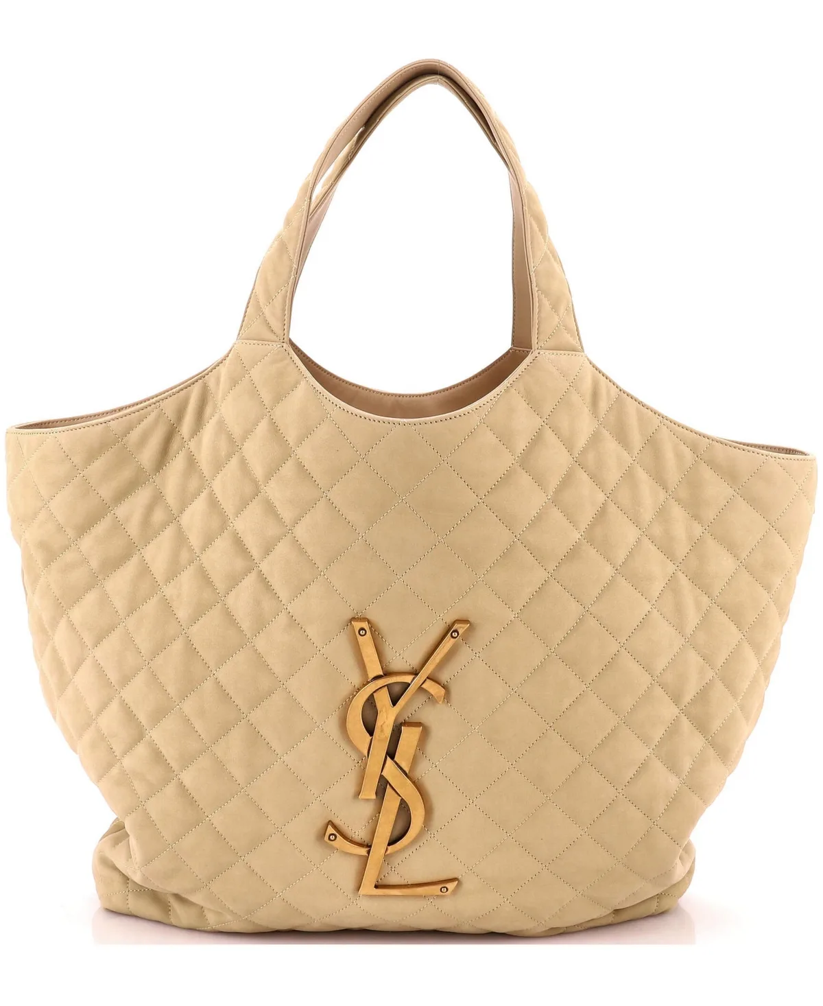 Pre-Owned Saint Laurent Maxi Icare Shopping Tote Quilted Nubuck by Saint Laurent