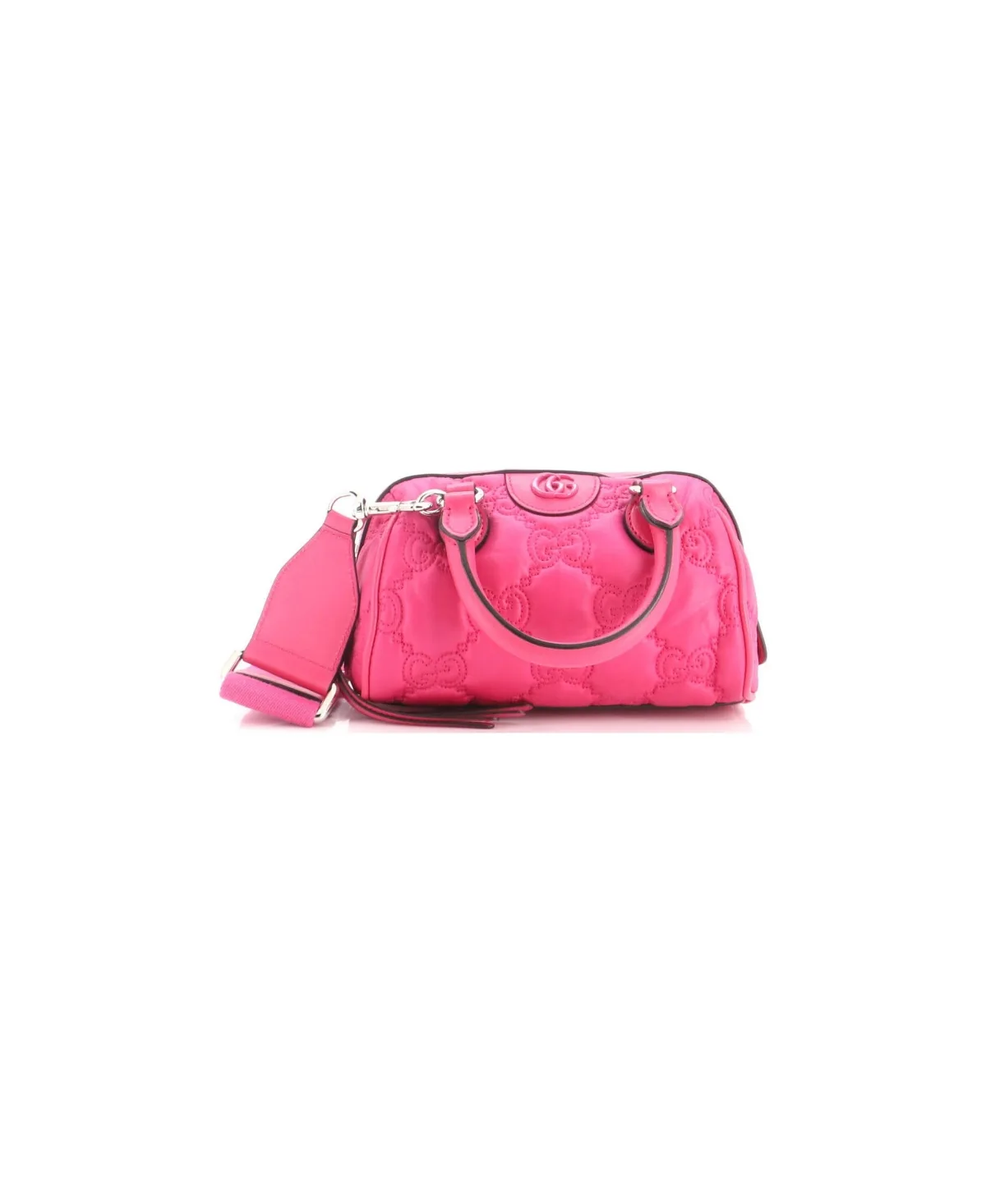Pre-Owned Gucci Mini Ophidia Convertible Boston Top Handle Bag Gg Matelasse Nylon with Leather by Gucci